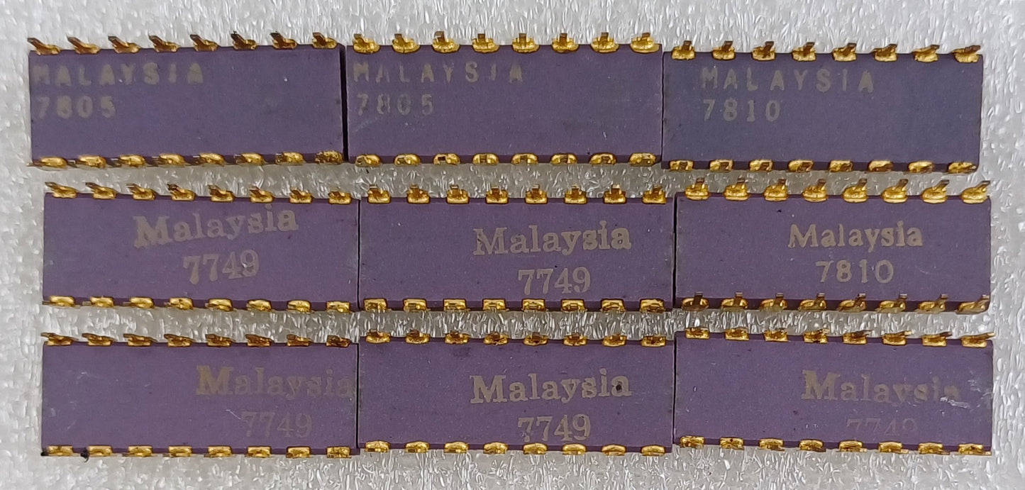 Intel C2109-4, 8192-bit (8192 x 1) Dynamic RAM, in a Purple Ceramic DIP with Gold Top and Legs - Stepping Spec S6003 - Lot of 9 New Old Stock - Rare