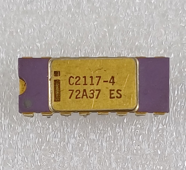 Intel C2117-4, 16384-bit (16384 x 1) Dynamic RAM, in a Purple Ceramic DIP - Engineering Sample - Extremely Rare