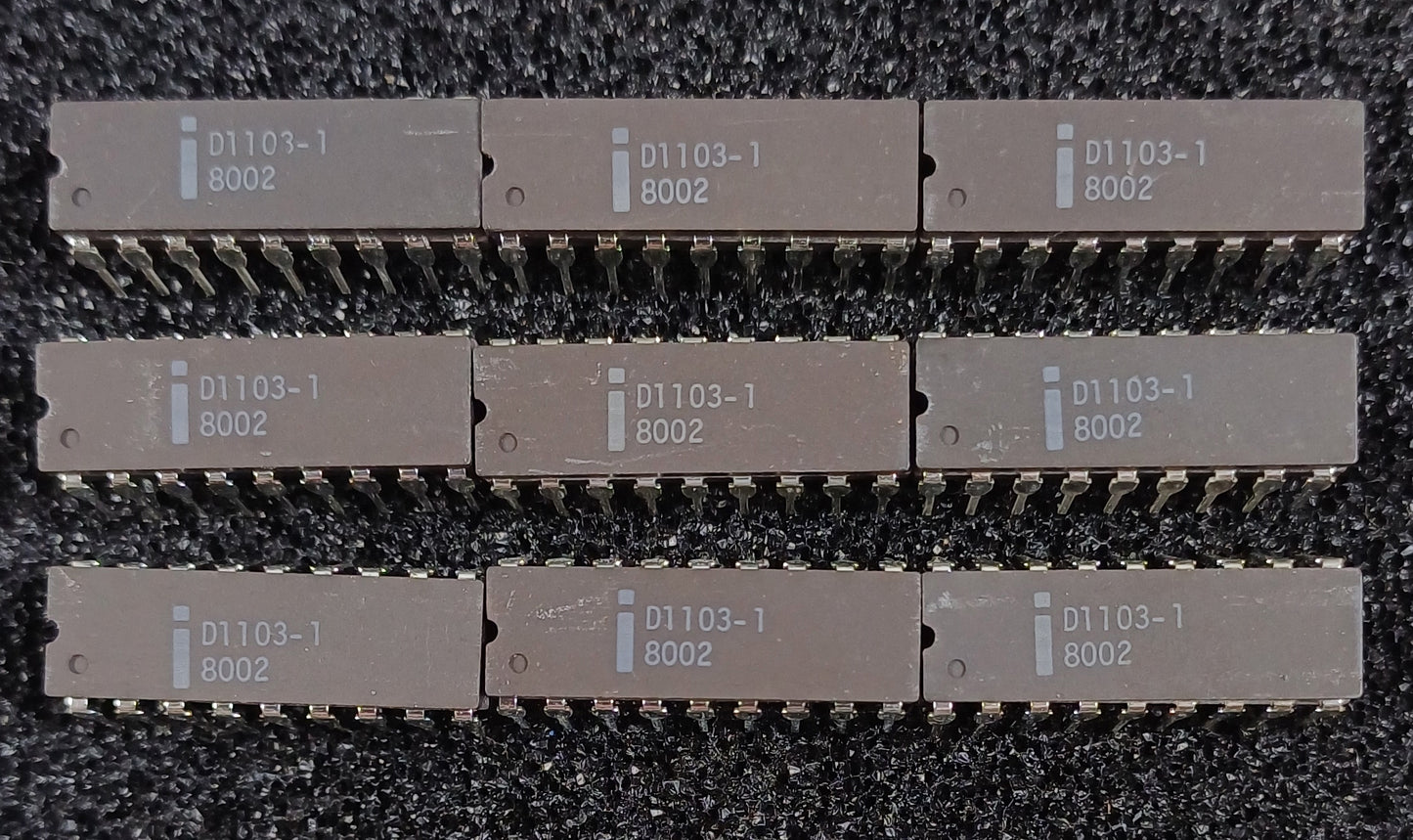 Intel D1103-1 1024-bit Dynamic Random Access Memory Chips - Quantity of 9 Rare NOS