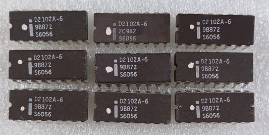 Intel D2102A-6 1024-bit (1024 x 1) NMOS Static RAM w/Separate I/O in Gray Ceramic - Lot of 9 New old Stock -Very Rare