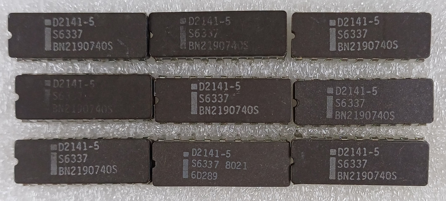 Intel D2141-5, 4096-bit (4096 x 1) Static RAM Chips, W/Separate I/O in Gray Ceramic - Lot of 9 New old Stock - Rare