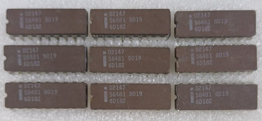 Intel D2147, 4096-bit (4096 x 1) Static RAM Chips, W/Separate I/O in Gray Ceramic - Lot of 9 New old Stock - Rare