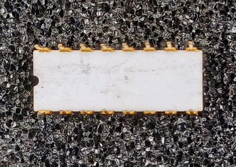 Intel C1101A 256-bit Static Random Access Memory in White Ceramic with Gray Traces - The first MOS Memory Chip.